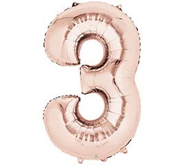 34" Number Three Rose Gold Balloon