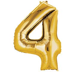 34'' Number Four Gold Balloon