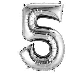 34'' Number Five Silver Balloon