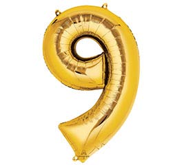 34'' Number Nine Gold Balloon