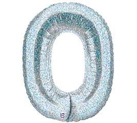40" #0 Holographic Silver Balloon