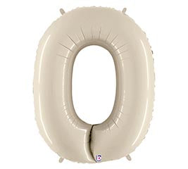 34'' Number Zero White Sand Balloon