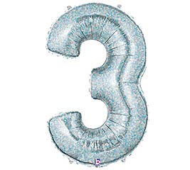 40" #3 Holographic Silver Balloon