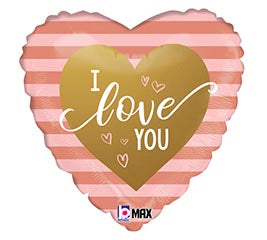 Rose Gold Stripes I Love You 18'' Balloon