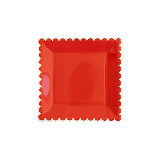 Believe Red/White Scallop Plates