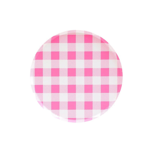 Neon Rose Gingham Large Plates